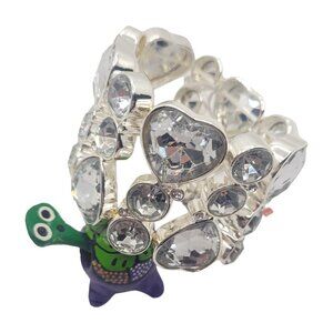 High Polished Silver Color Heart Shaped Crystal Bracelet